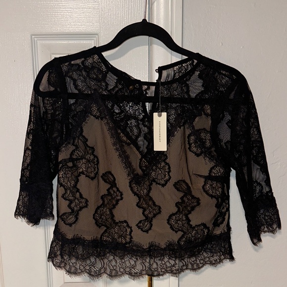 Anthropologie Tops - Anthropologie Black Lace Cropped Top • XS • NWT